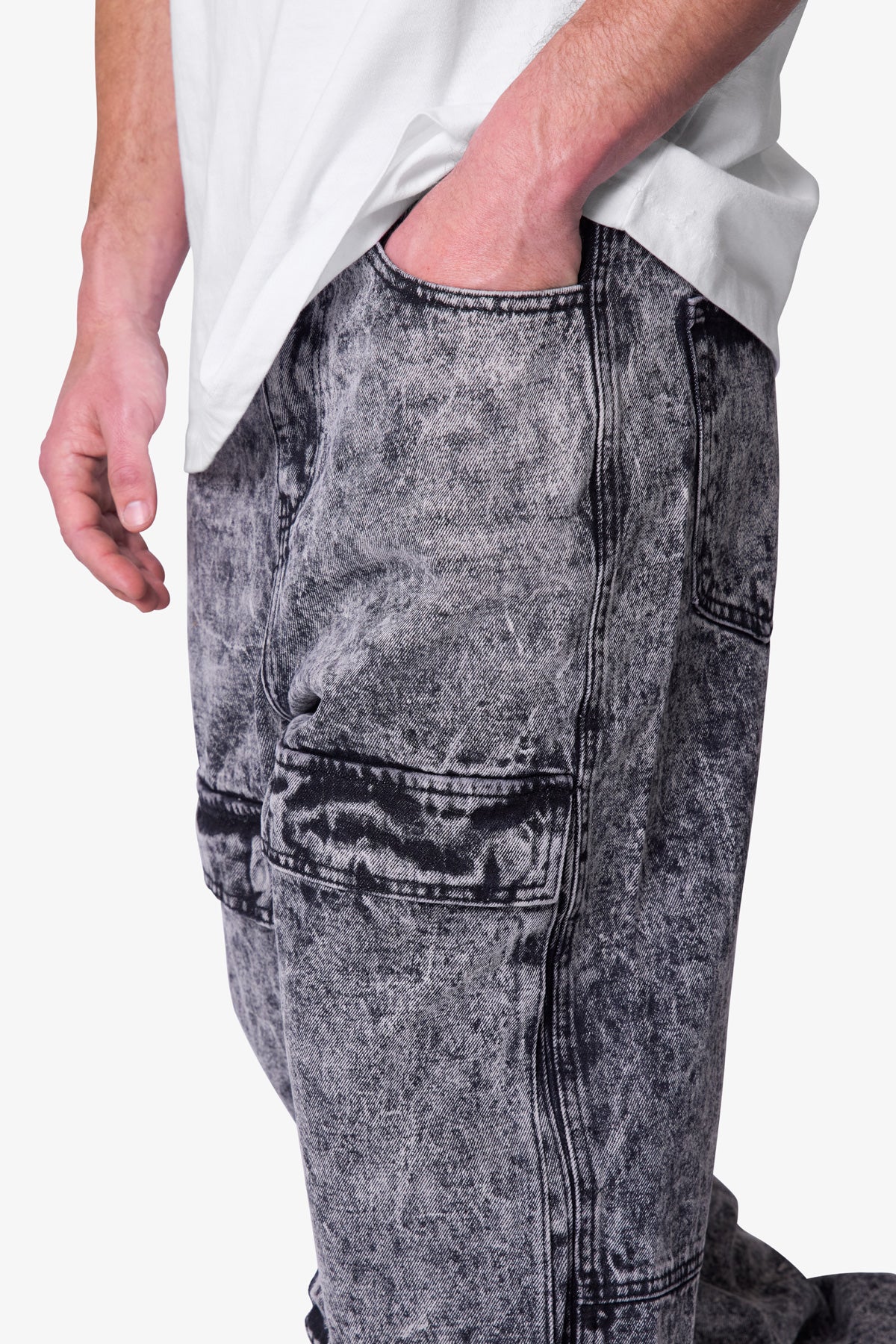 V741 Front Washed Cargo Denim - Grey