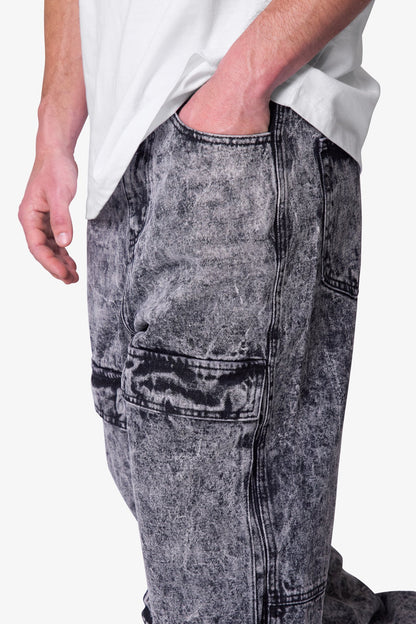 V741 Front Washed Cargo Denim - Grey