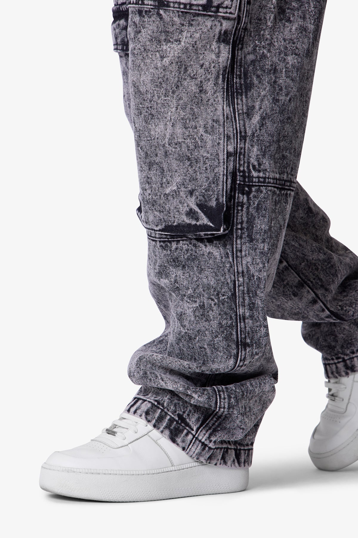 V741 Front Washed Cargo Denim - Grey