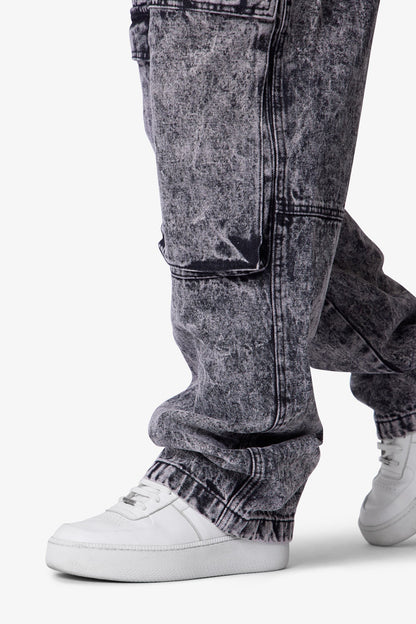 V741 Front Washed Cargo Denim - Grey