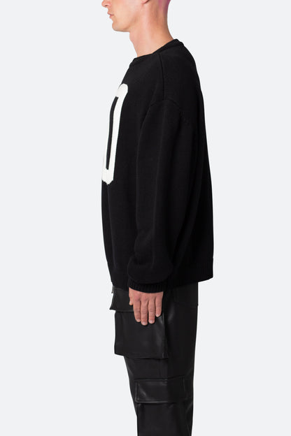 Varsity Knit Sweater - Black