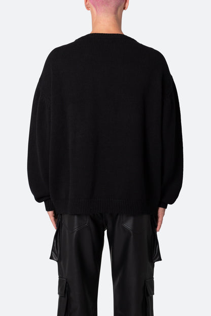 Varsity Knit Sweater - Black