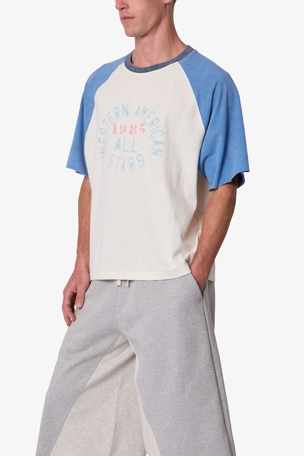 Vintage Baseball 3/4" Sleeve Tee - Off White/Blue