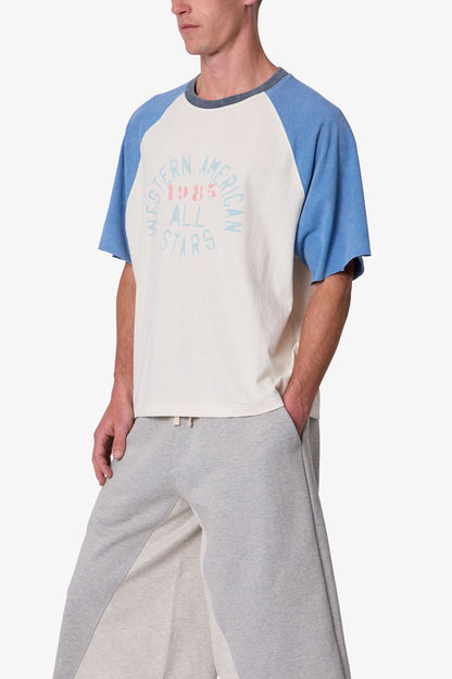 Vintage Baseball 3/4" Sleeve Tee - Off White/Blue