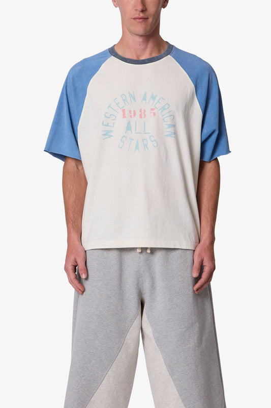 Vintage Baseball 3/4" Sleeve Tee - Off White/Blue