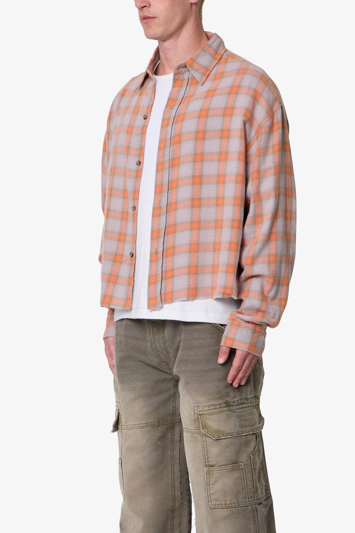 Vintage Cropped Flannel Shirt - Red