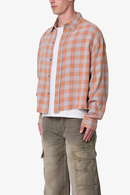 Vintage Cropped Flannel Shirt - Red