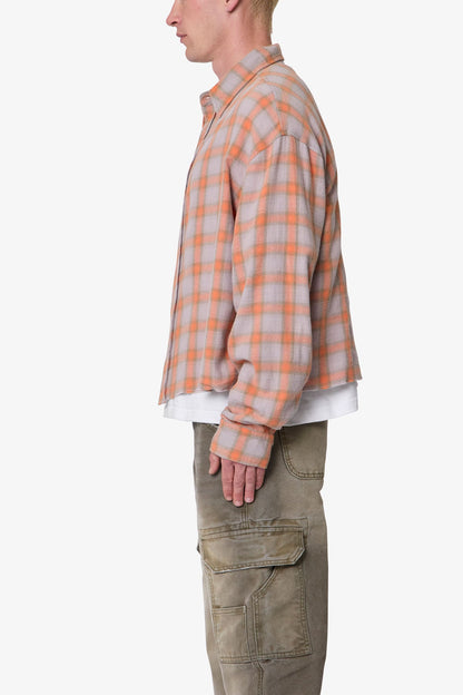 Vintage Cropped Flannel Shirt - Red