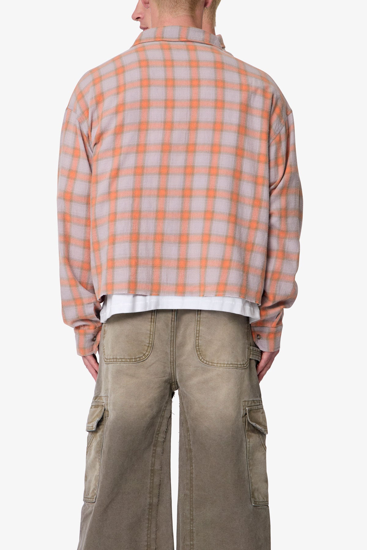 Vintage Cropped Flannel Shirt - Red