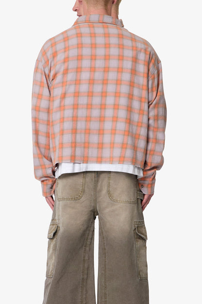 Vintage Cropped Flannel Shirt - Red