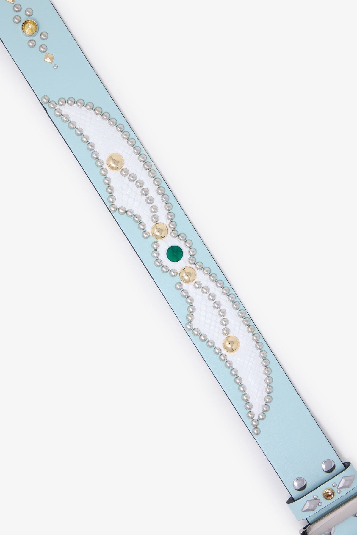 Vintage Python Belt - Aqua/White