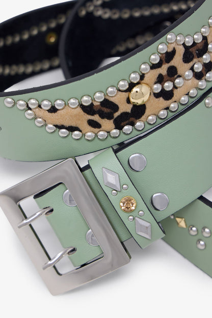 Vintage Python Belt - Sage/Cheetah