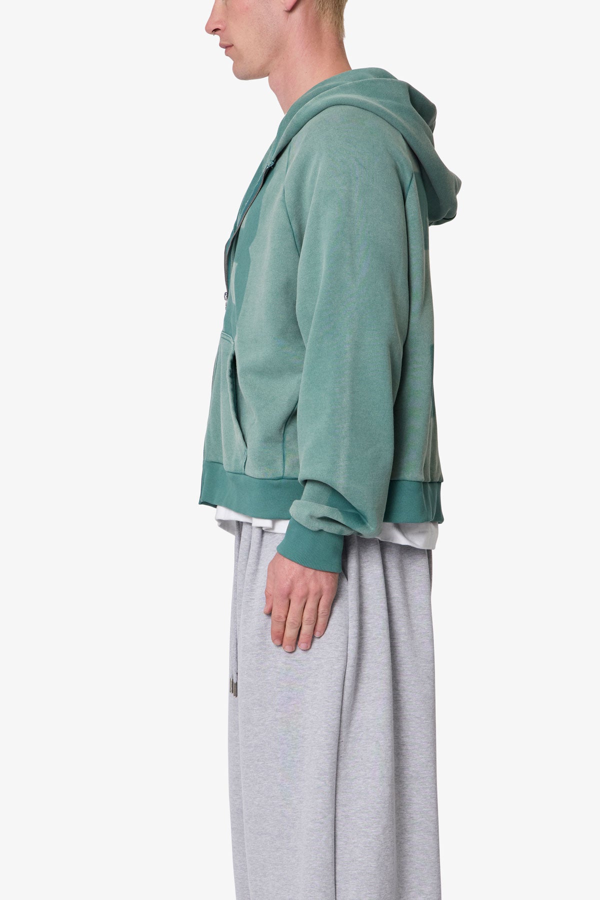 Vintage Raglan Zip Up Hoodie - Green