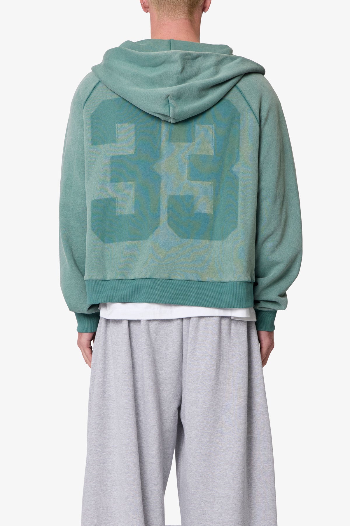 Vintage Raglan Zip Up Hoodie - Green