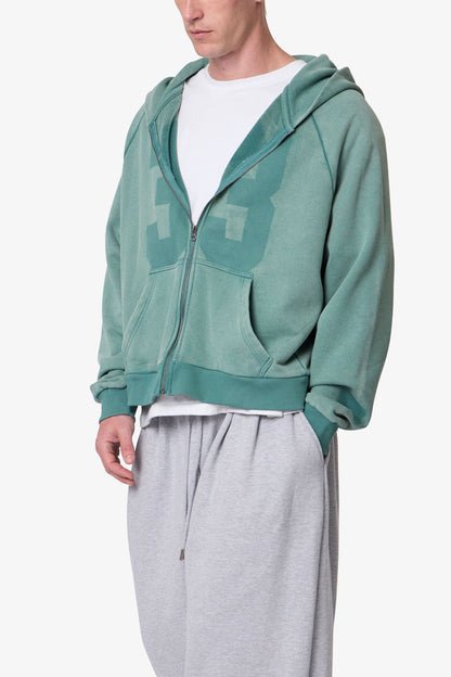 Vintage Raglan Zip Up Hoodie - Green