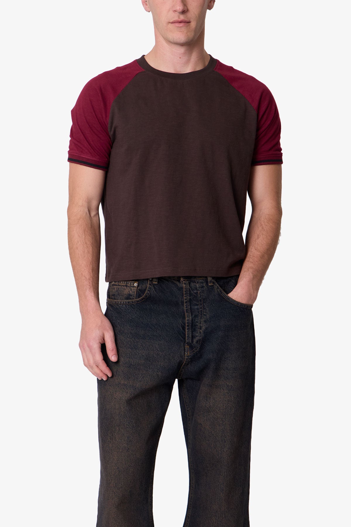 Vintage Ringer Tee - Brown/Burgundy
