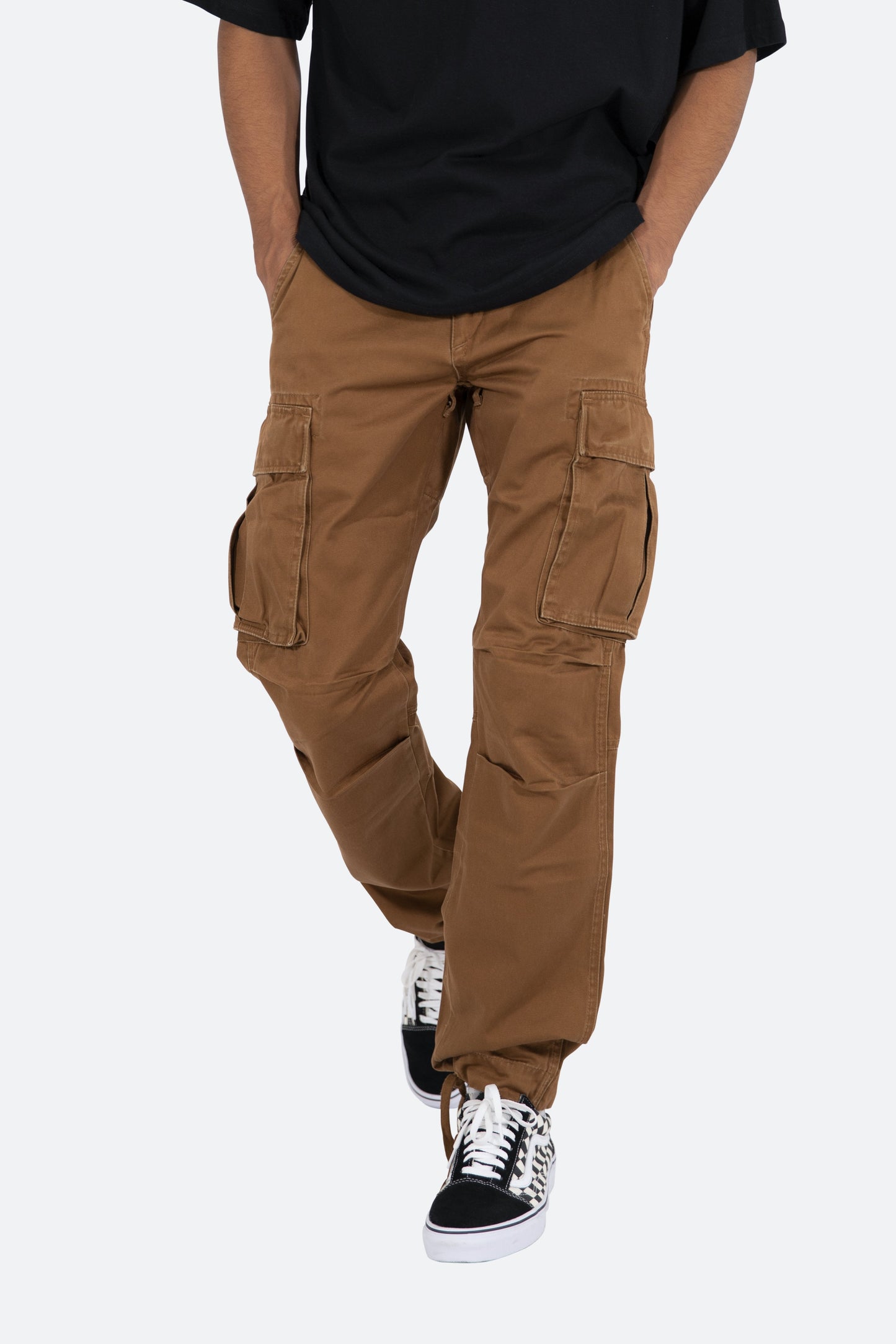 Vintage Twill Cargo Pants - Brown