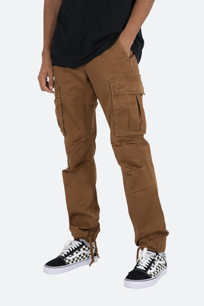 Vintage Twill Cargo Pants - Brown