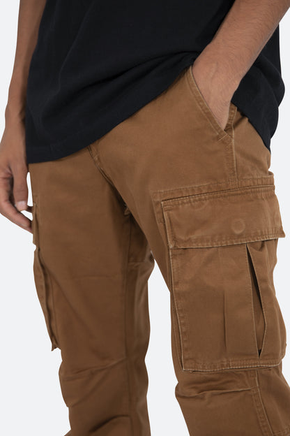 Vintage Twill Cargo Pants - Brown