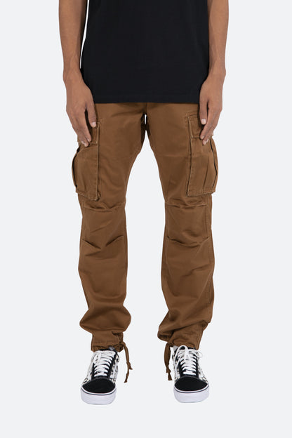Vintage Twill Cargo Pants - Brown