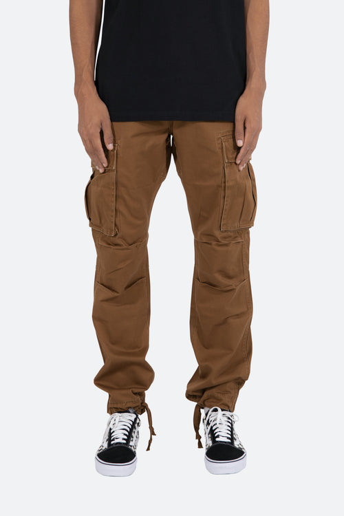 Vintage Twill Cargo Pants - Brown
