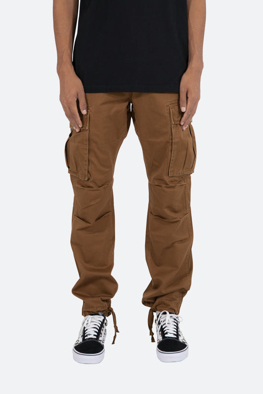 Vintage Twill Cargo Pants - Brown