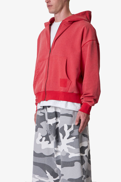Vintage Zip Up Hoodie - Washed Red