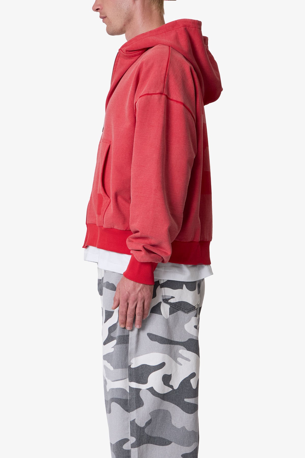 Vintage Zip Up Hoodie - Washed Red