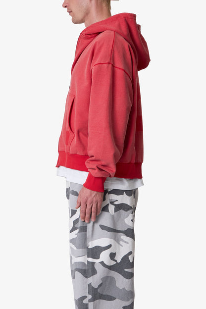 Vintage Zip Up Hoodie - Washed Red