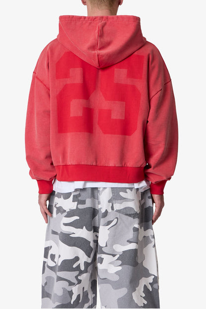Vintage Zip Up Hoodie - Washed Red