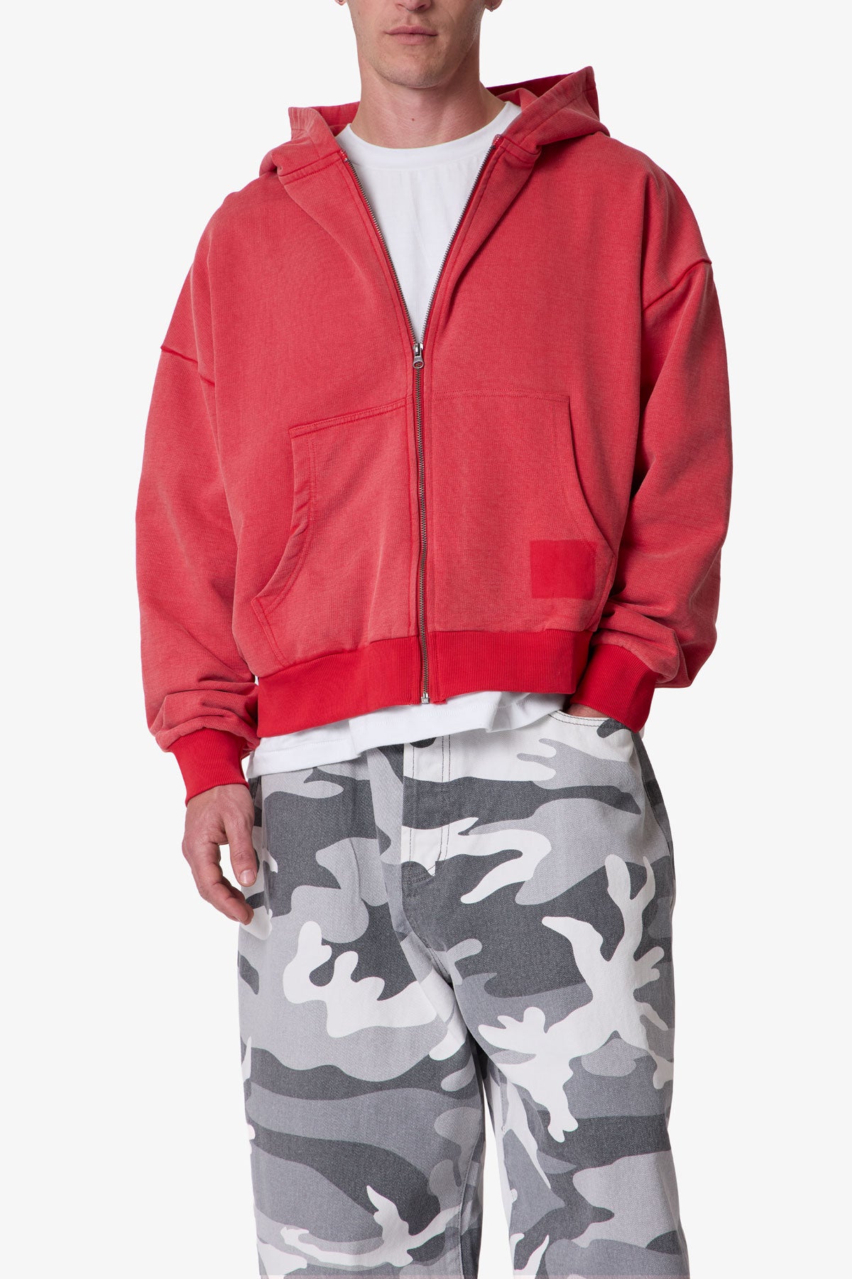 Vintage Zip Up Hoodie - Washed Red