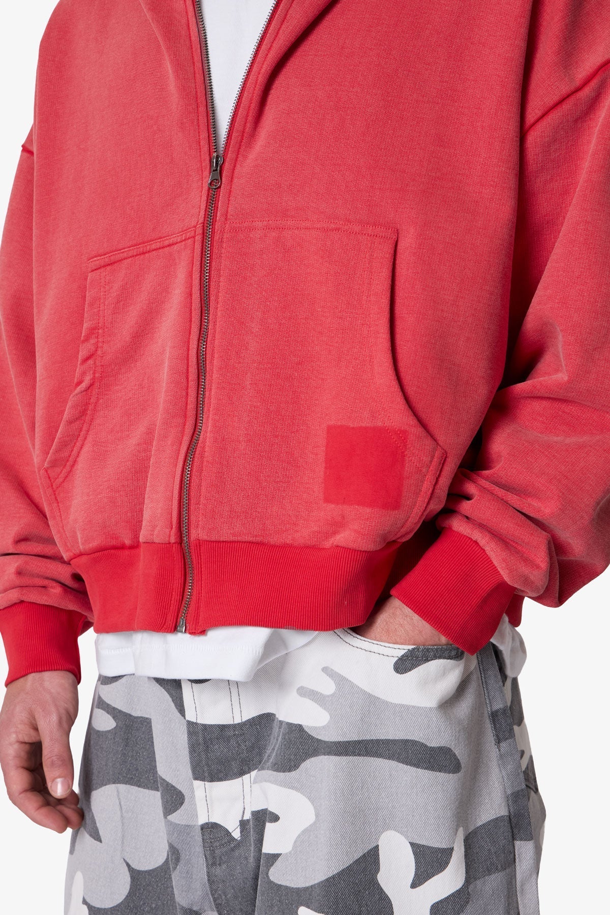 Vintage Zip Up Hoodie - Washed Red