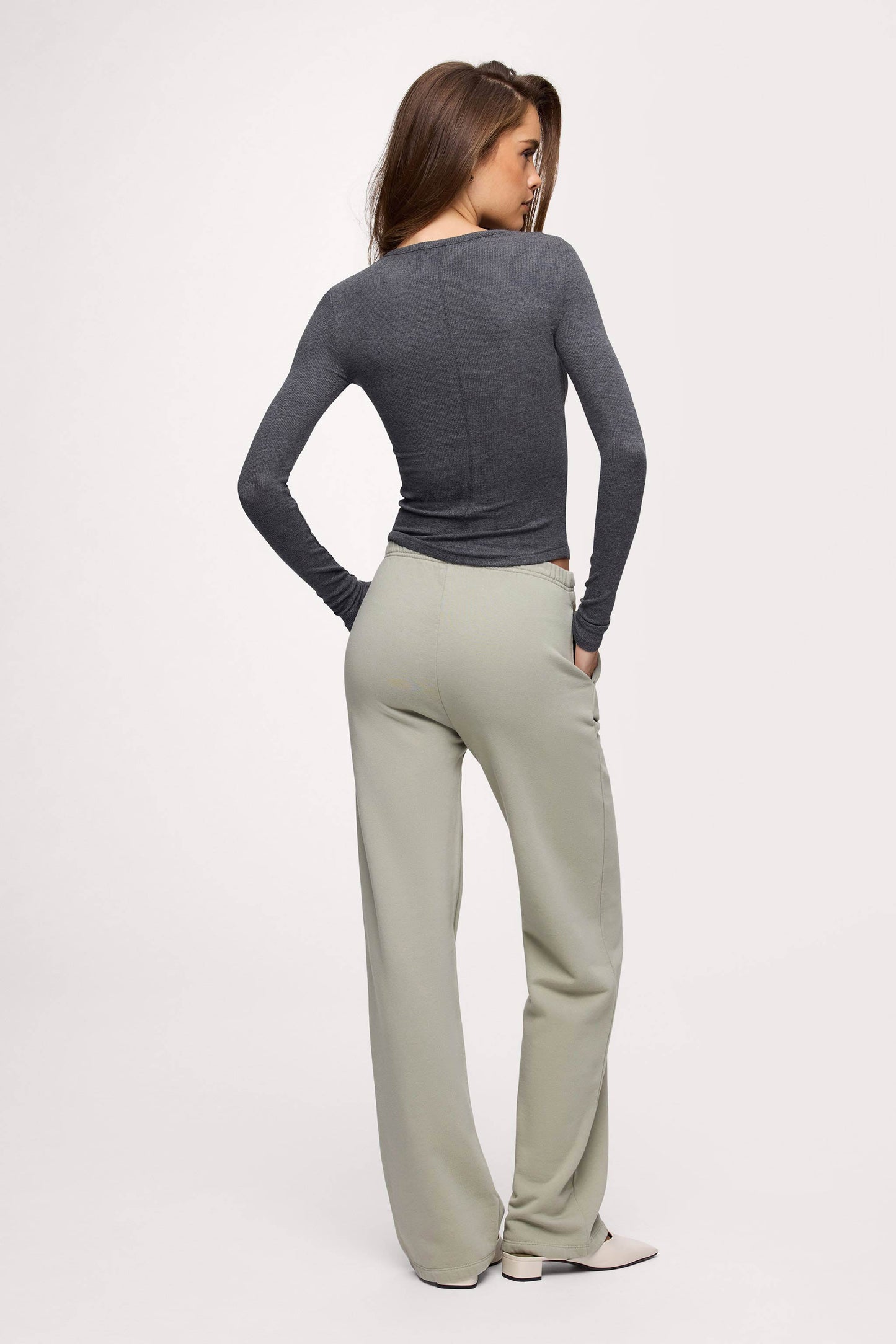 Slinky Rib Long Sleeve Shirt | Heather Jet