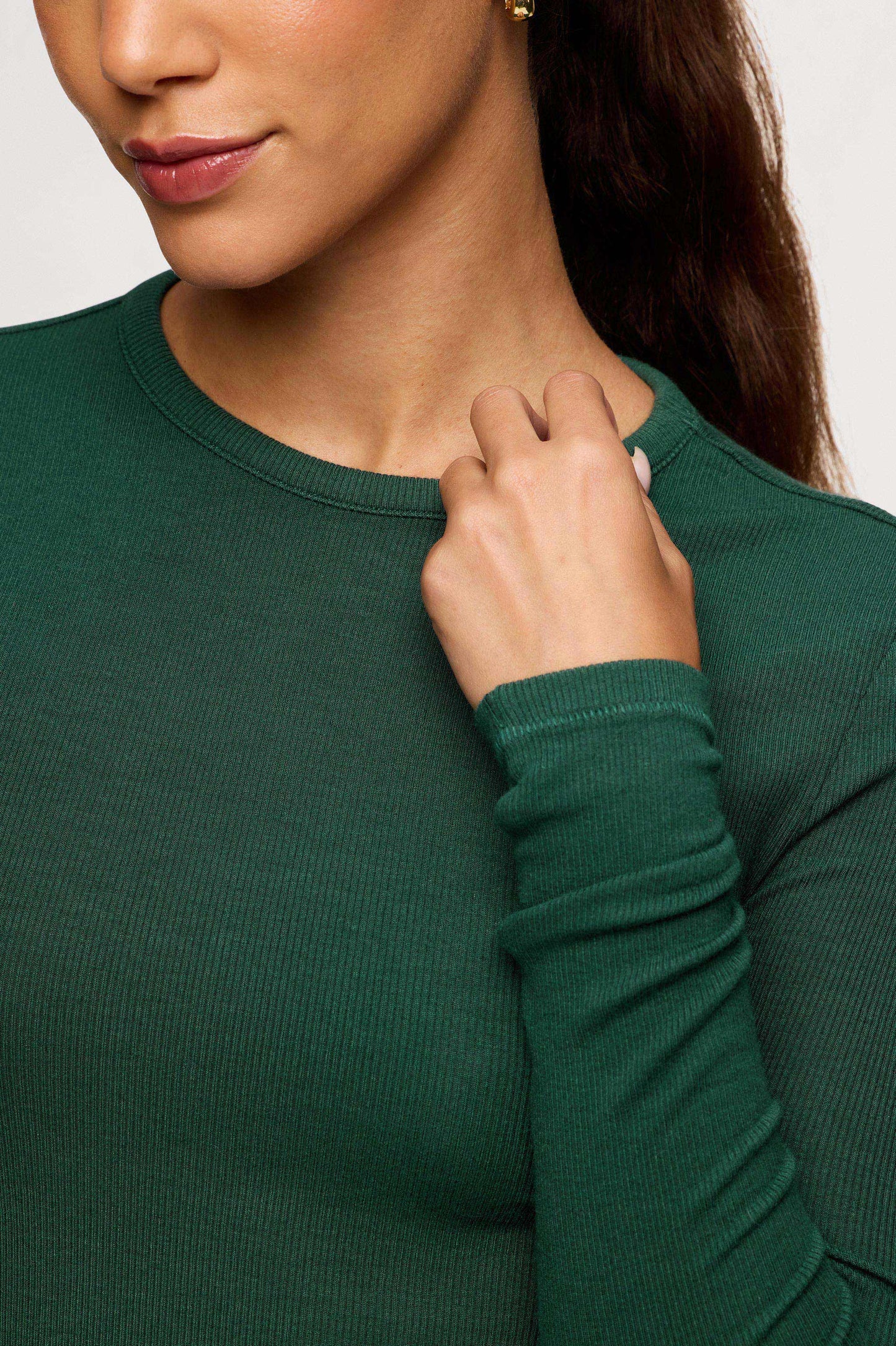 Slinky Rib Long Sleeve Shirt | Hunter