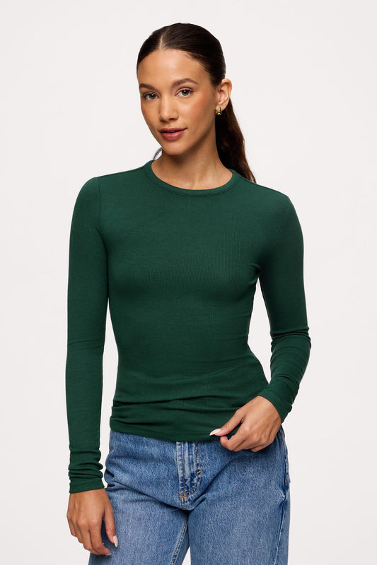 Slinky Rib Long Sleeve Shirt | Hunter