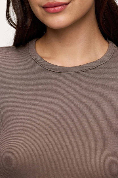 Slinky Rib Long Sleeve Shirt | Mocha
