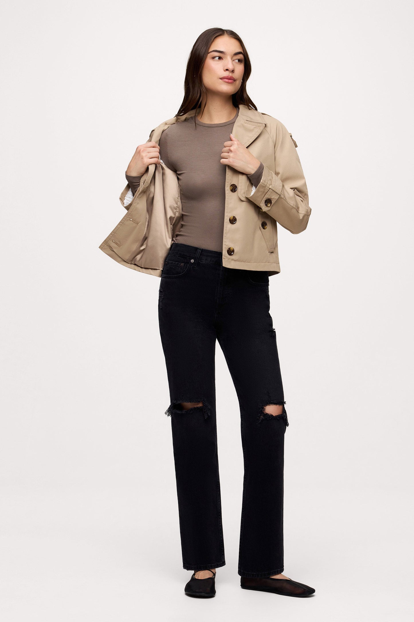Slinky Rib Long Sleeve Shirt | Mocha