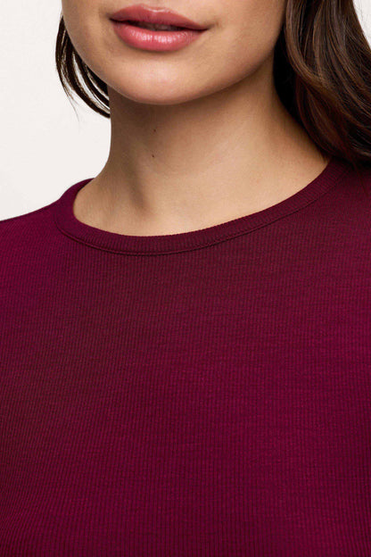 Slinky Rib Long Sleeve Shirt | Ruby