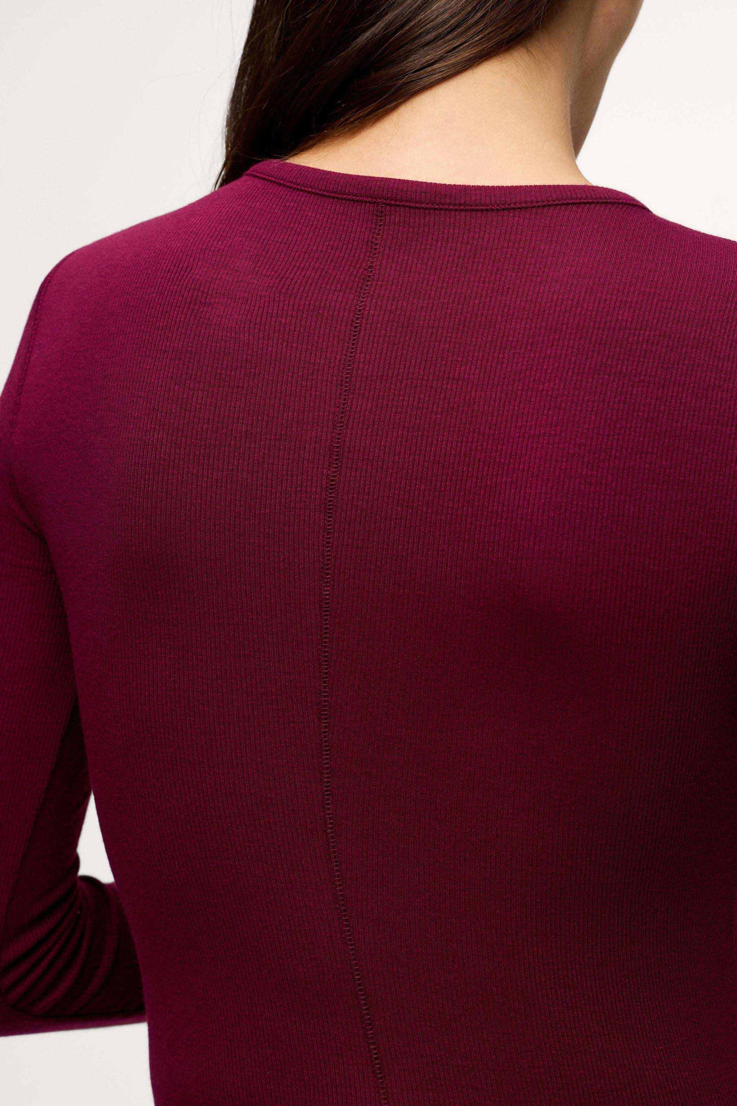 Slinky Rib Long Sleeve Shirt | Ruby