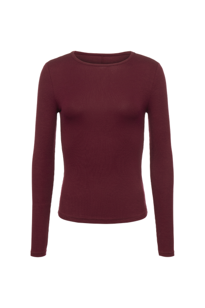 Slinky Rib Long Sleeve Shirt | Ruby