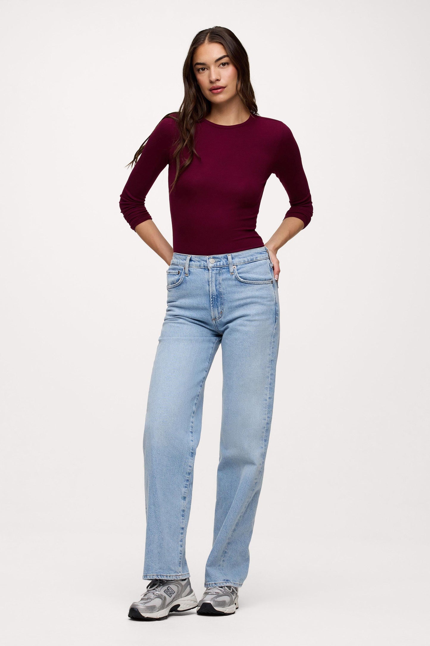 Slinky Rib Long Sleeve Shirt | Ruby