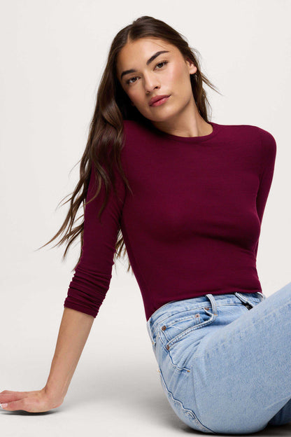 Slinky Rib Long Sleeve Shirt | Ruby