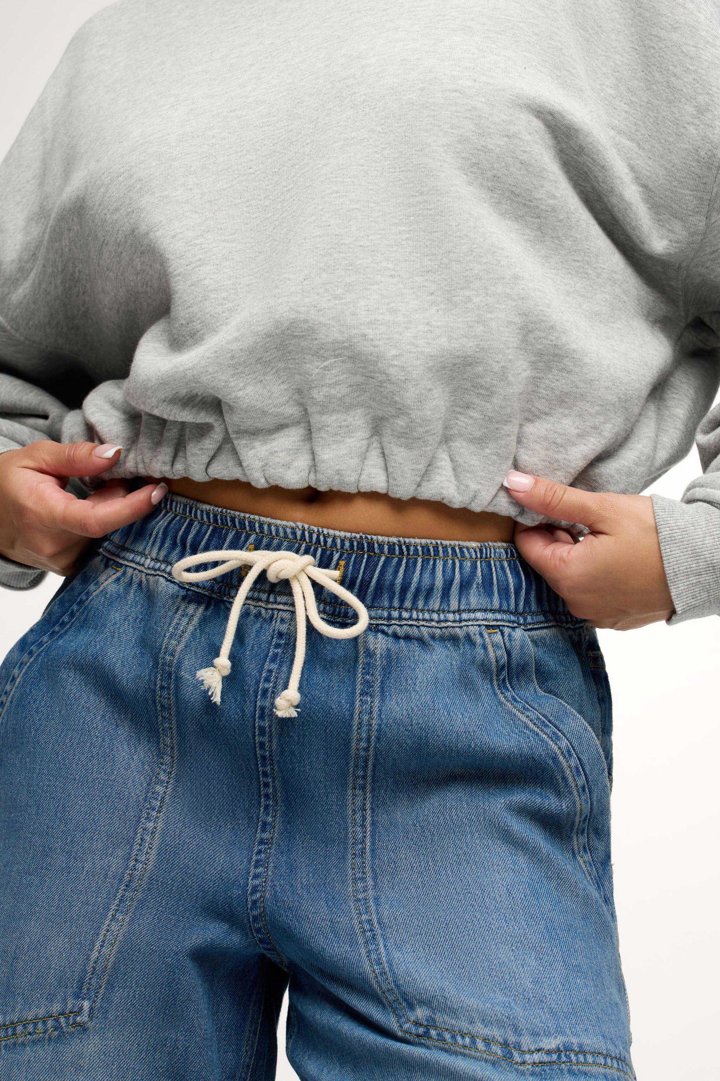 Vintage Fleece Cinch Waist Sweatshirt | Heather Grey