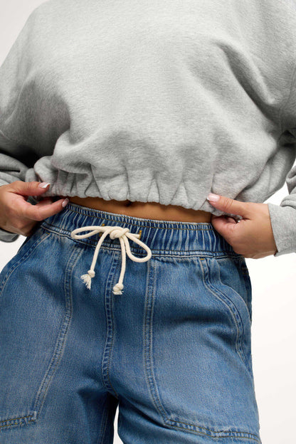 Vintage Fleece Cinch Waist Sweatshirt | Heather Grey