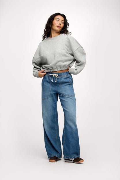 Vintage Fleece Cinch Waist Sweatshirt | Heather Grey