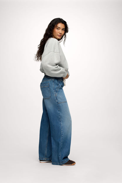 Vintage Fleece Cinch Waist Sweatshirt | Heather Grey