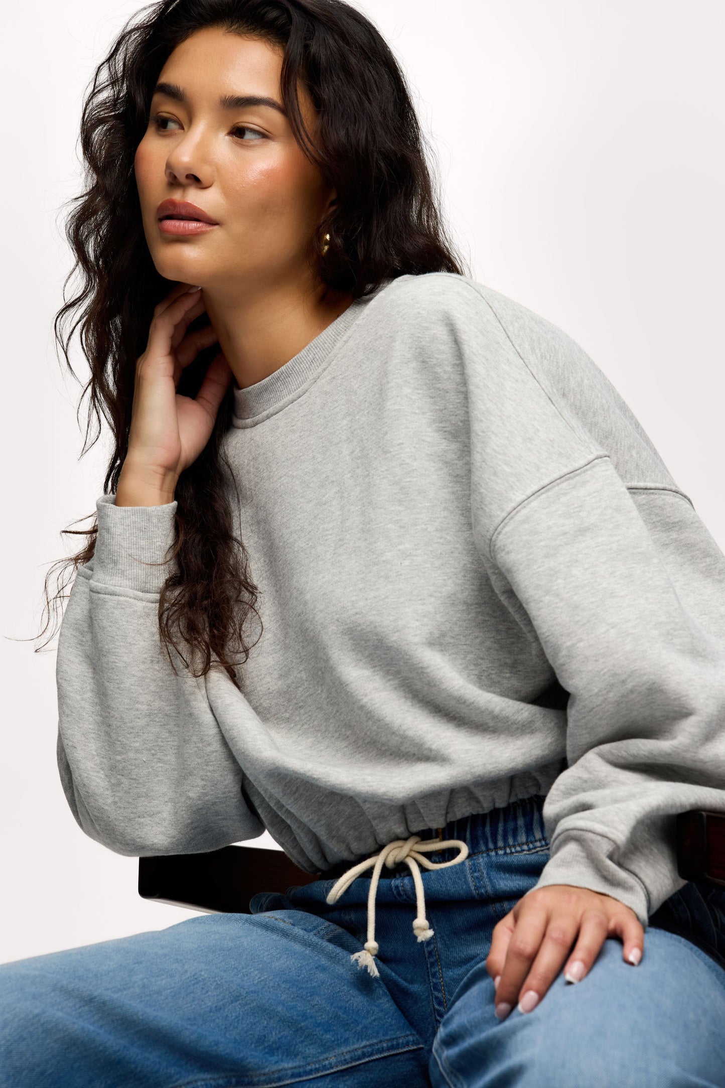 Vintage Fleece Cinch Waist Sweatshirt | Heather Grey