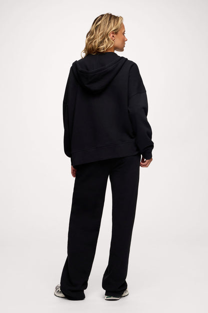 Core Fleece Two Way Zip Hoodie | Black