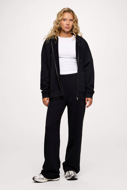 Core Fleece Two Way Zip Hoodie | Black