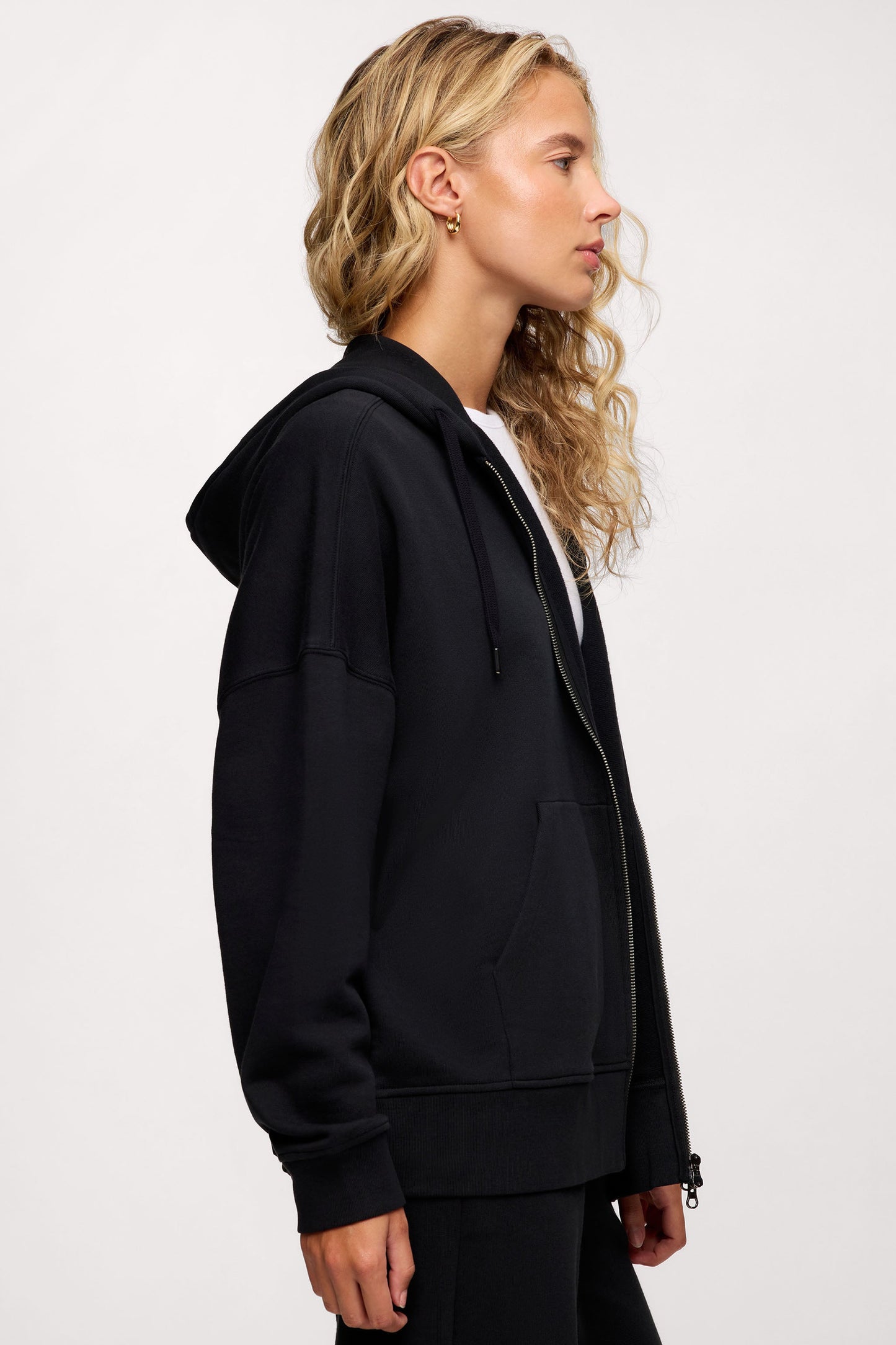 Core Fleece Two Way Zip Hoodie | Black